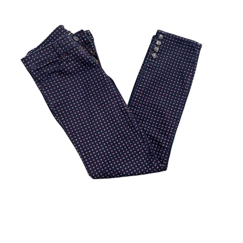 Tory Burch Navy Daisy Dot Emmy Floral Patterned Pants